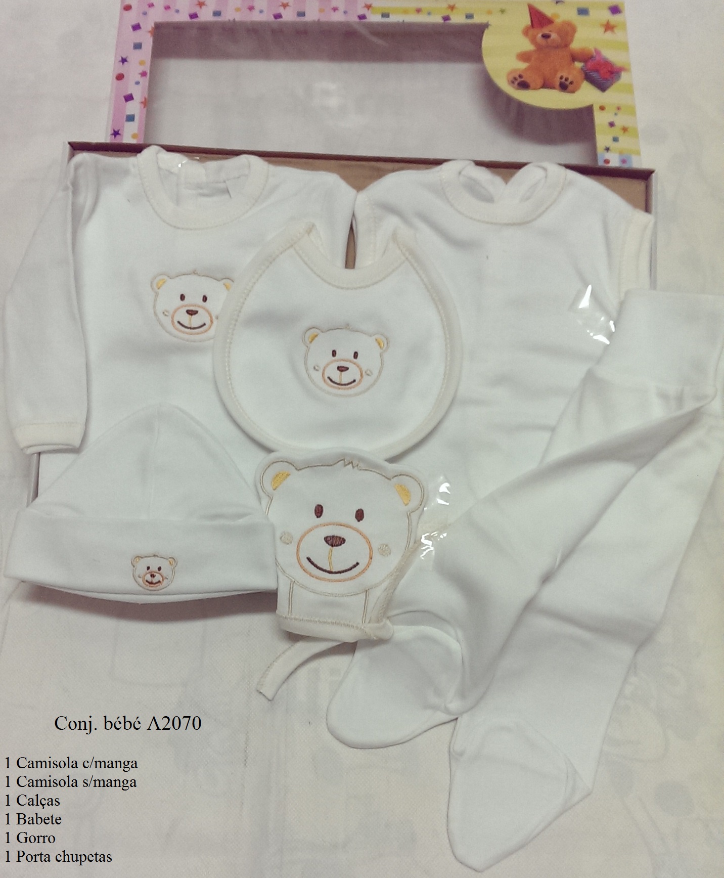 Conjunto bebe bordado gatinhos ref.a2070